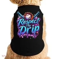 Baseball Drip Ice Cream Dripping Respect The Drip Doggie Tank thumb 0