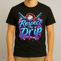 Baseball Drip Ice Cream Dripping Respect The Drip T-Shirt thumb 3