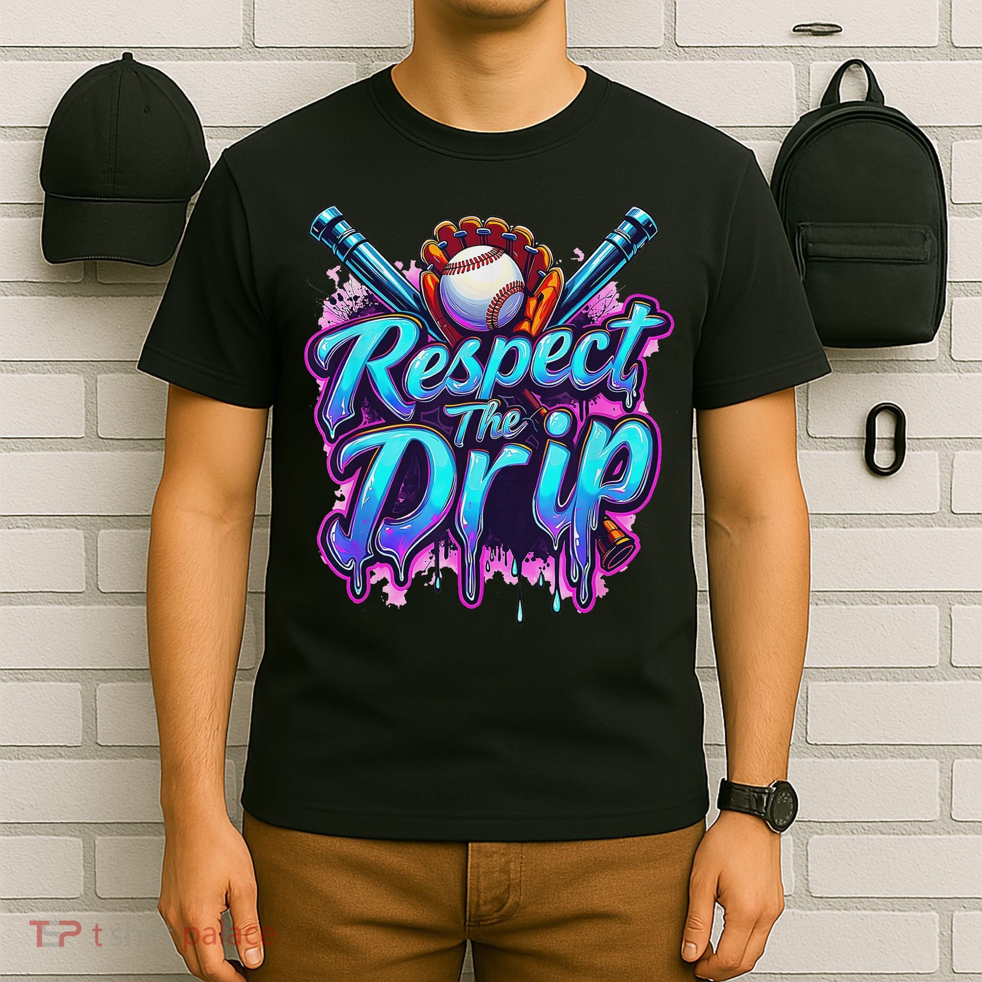 Baseball Drip Ice Cream Dripping Respect The Drip T-Shirt