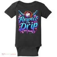 Baseball Drip Ice Cream Dripping Respect The Drip Baby Bodysuit thumb 0