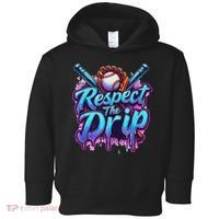 Baseball Drip Ice Cream Dripping Respect The Drip Toddler Hoodie thumb 0