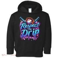Baseball Drip Ice Cream Dripping Respect The Drip Toddler Hoodie thumb 0