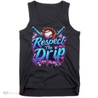Baseball Drip Ice Cream Dripping Respect The Drip Tank Top thumb 0