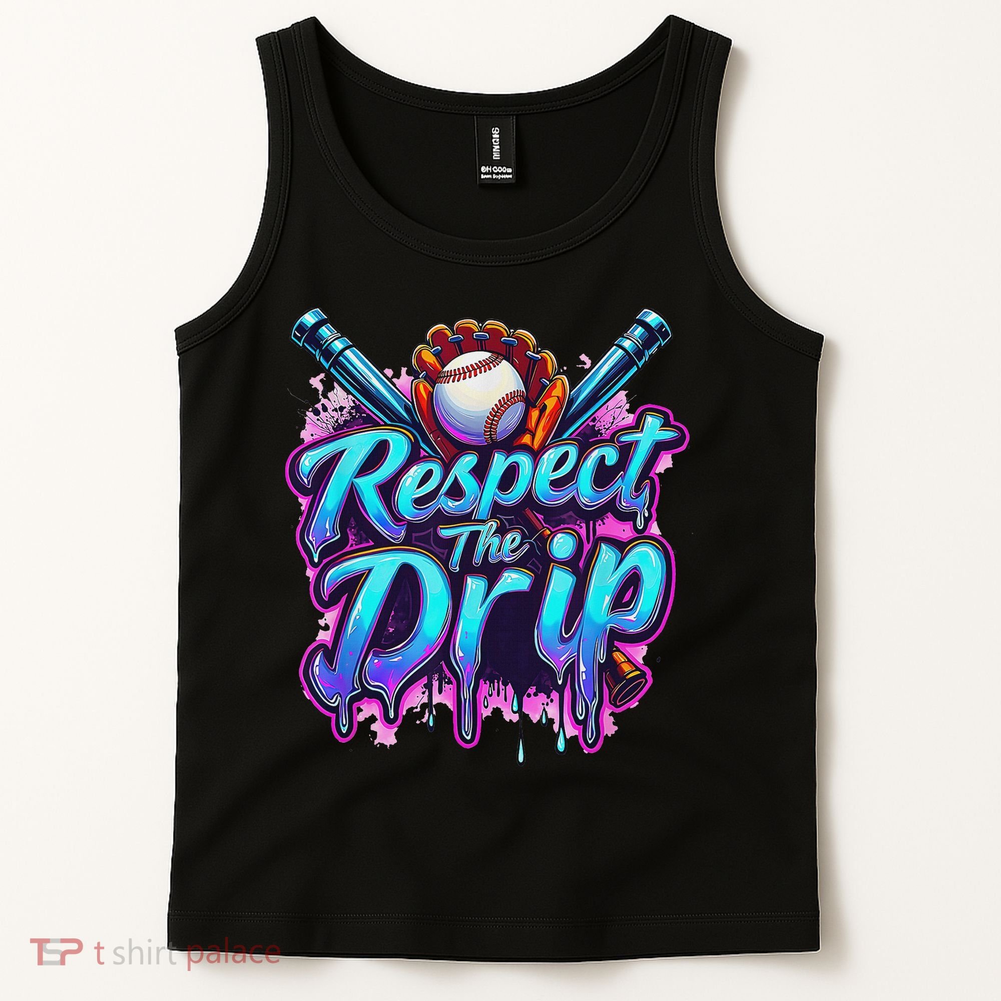 Baseball Drip Ice Cream Dripping Respect The Drip Tank Top