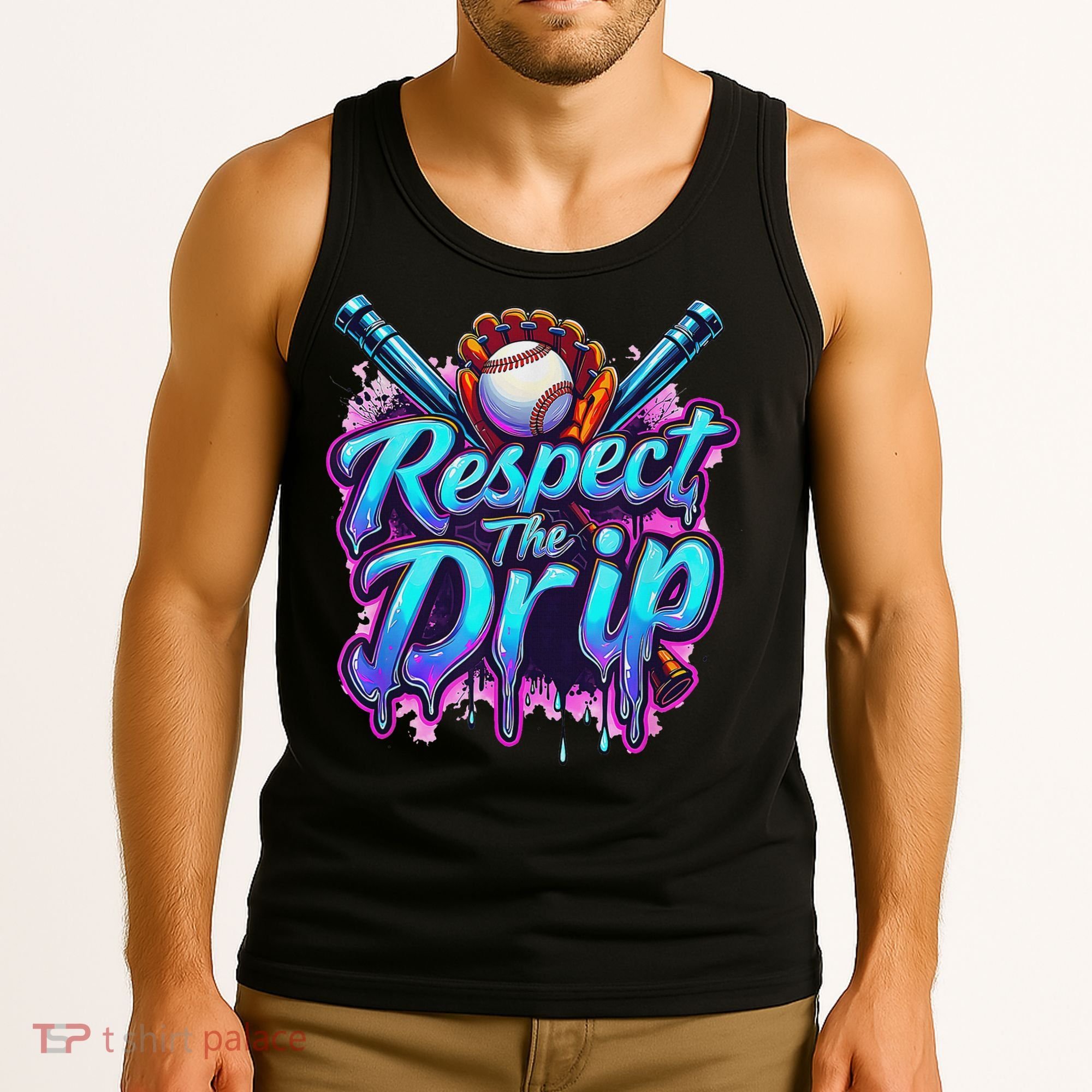Baseball Drip Ice Cream Dripping Respect The Drip Tank Top