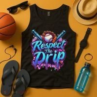 Baseball Drip Ice Cream Dripping Respect The Drip Tank Top thumb 4