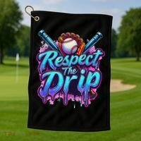 Baseball Drip Ice Cream Dripping Respect The Drip Golf Towel thumb 1