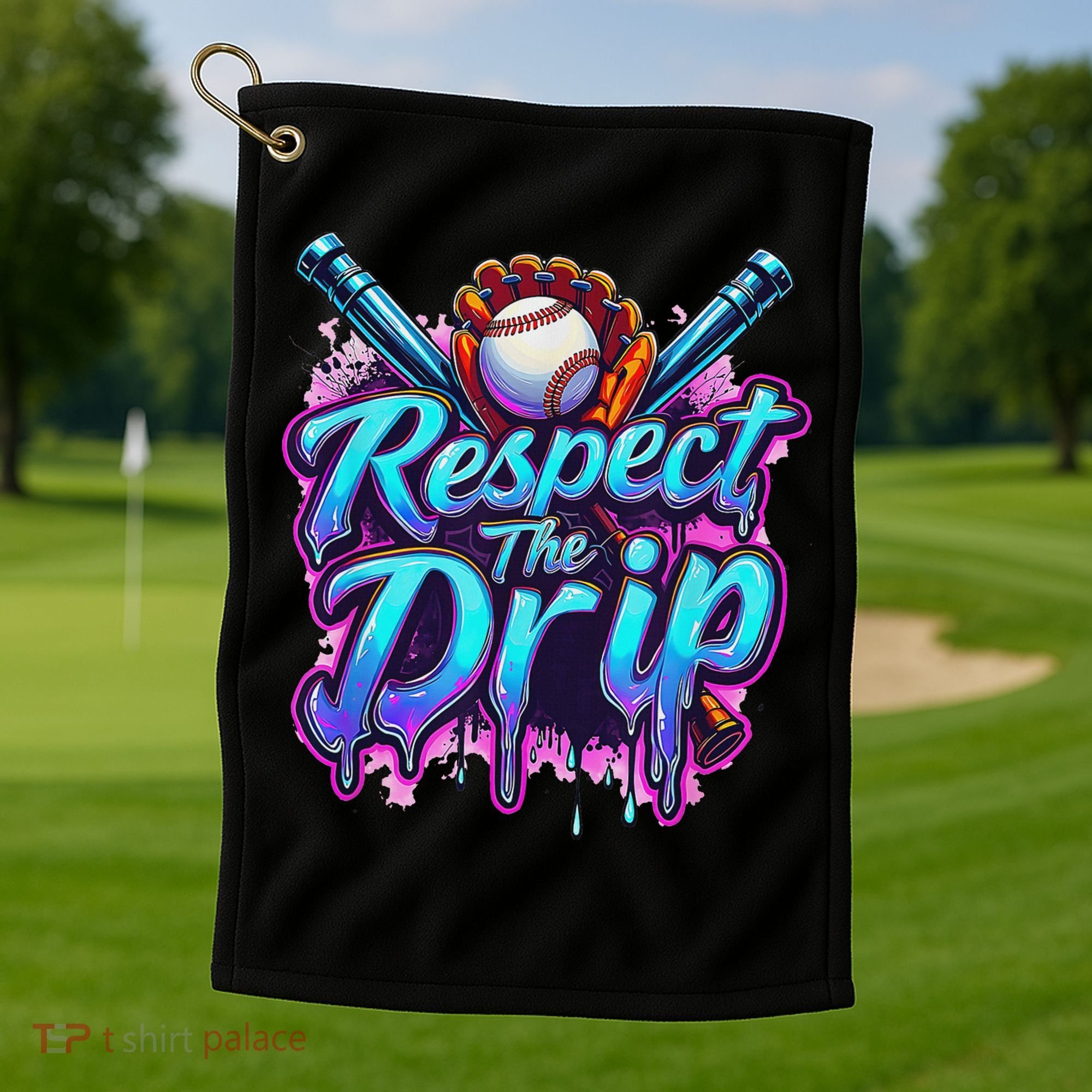 Baseball Drip Ice Cream Dripping Respect The Drip Golf Towel