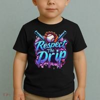Baseball Drip Ice Cream Dripping Respect The Drip Toddler T-Shirt thumb 2