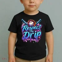 Baseball Drip Ice Cream Dripping Respect The Drip Toddler T-Shirt thumb 2