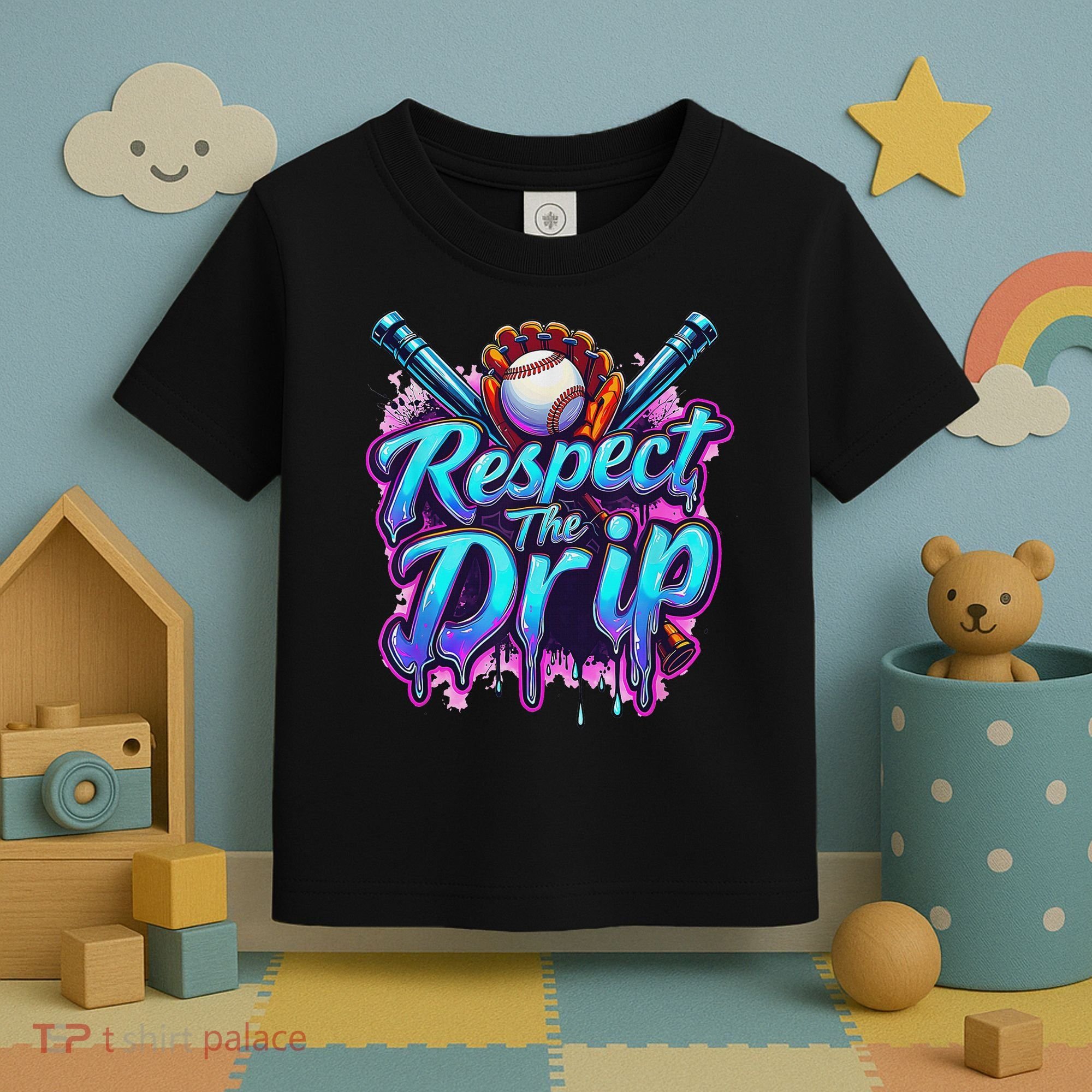 Baseball Drip Ice Cream Dripping Respect The Drip Toddler T-Shirt