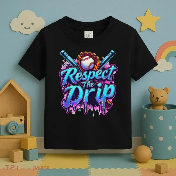 Baseball Drip Ice Cream Dripping Respect The Drip Toddler T-Shirt