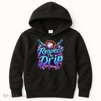 Baseball Drip Ice Cream Dripping Respect The Drip Kids Hoodie thumb 0
