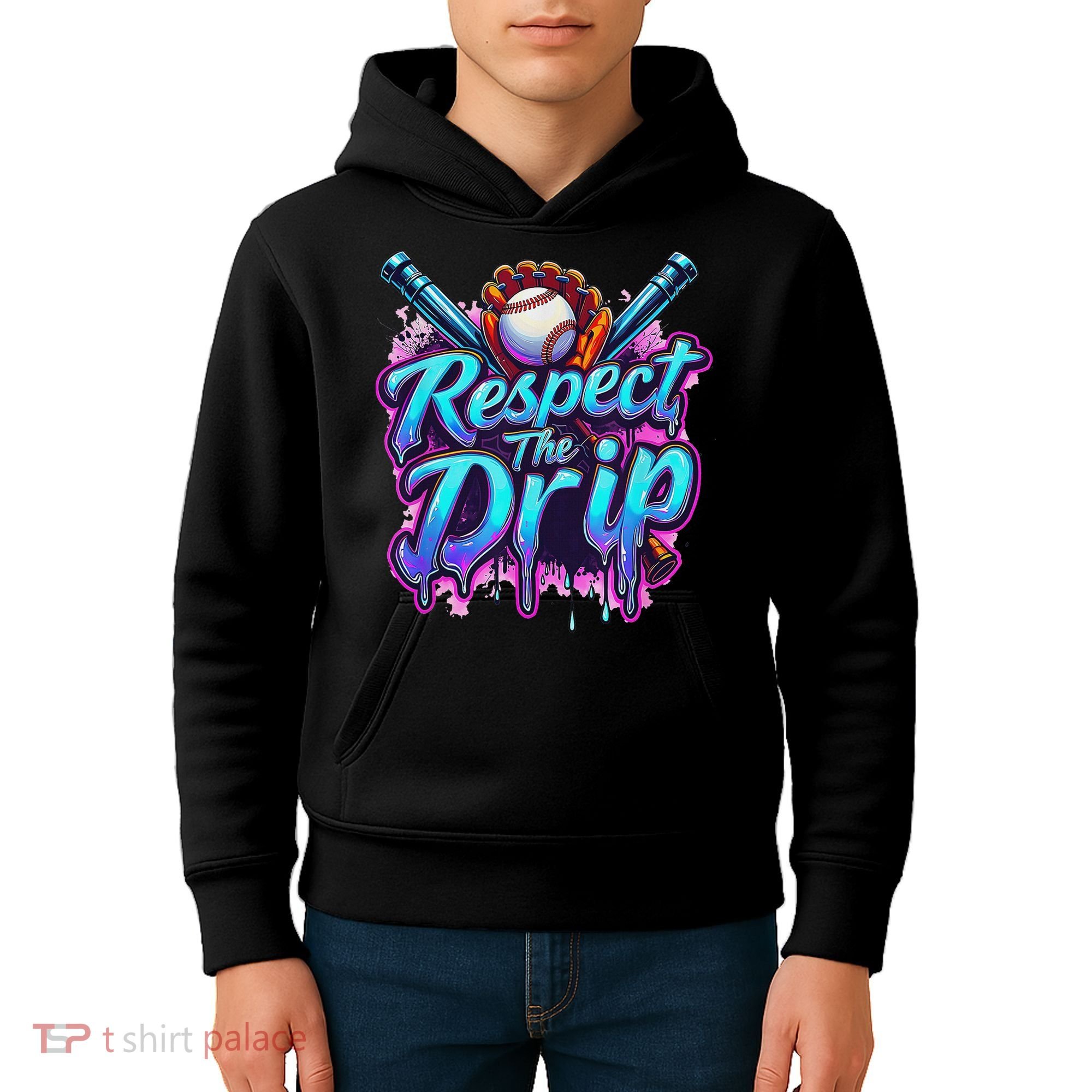 Baseball Drip Ice Cream Dripping Respect The Drip Kids Hoodie