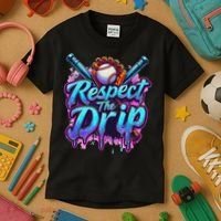 Baseball Drip Ice Cream Dripping Respect The Drip Kids T-Shirt thumb 3
