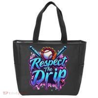 Baseball Drip Ice Cream Dripping Respect The Drip Tote Bag thumb 0