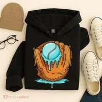 Baseball Drip Ice Cream Baseball Glove Dripping Hoodie thumb 4