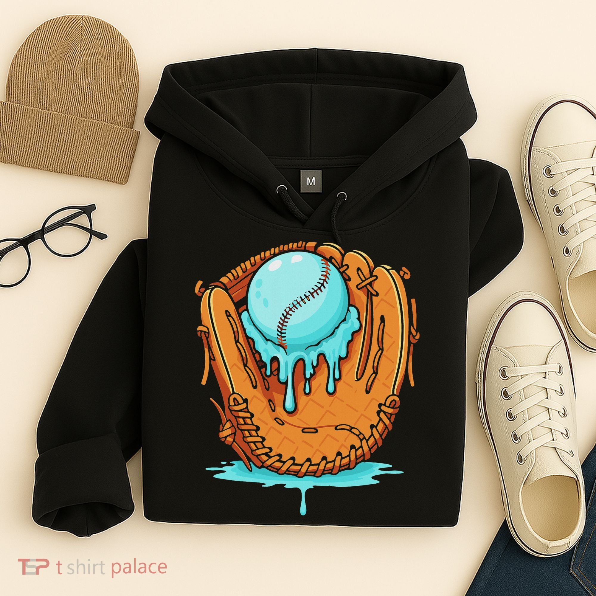 Baseball Drip Ice Cream Baseball Glove Dripping Hoodie