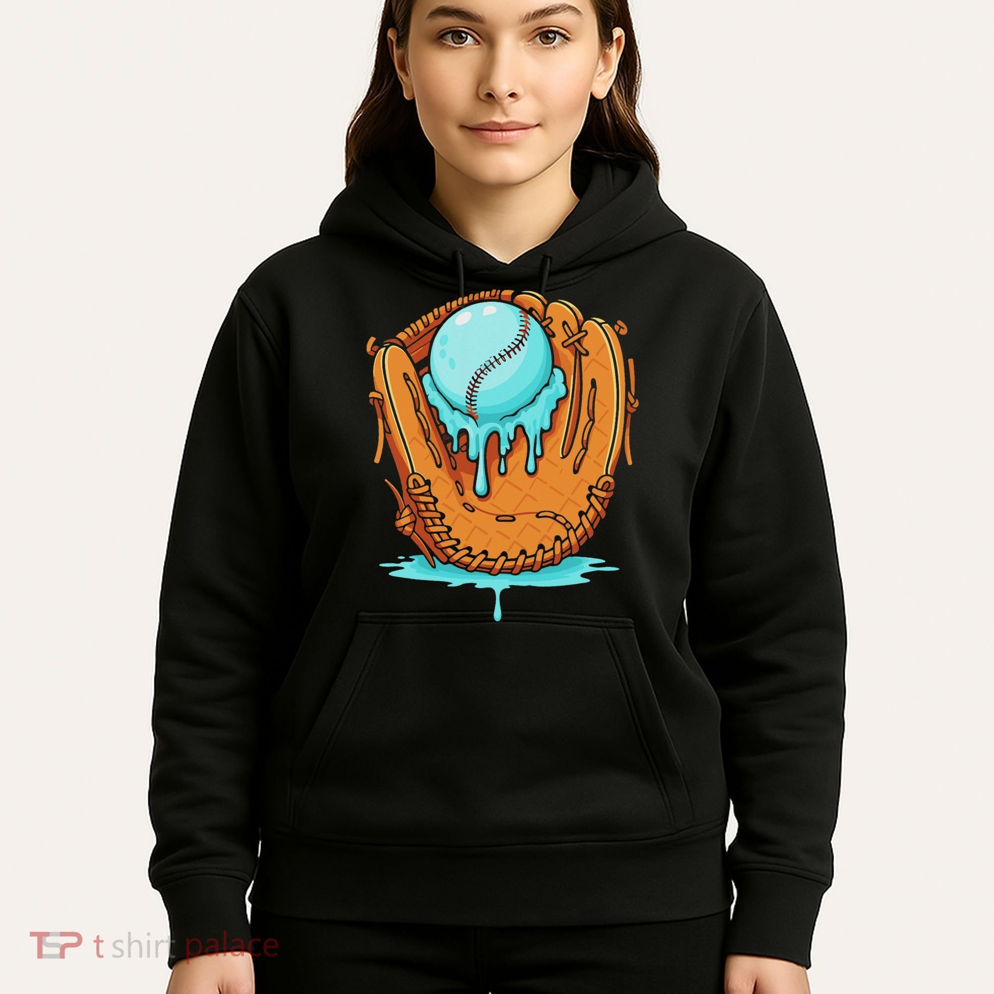Baseball Drip Ice Cream Baseball Glove Dripping Hoodie