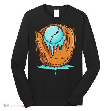 Baseball Drip Ice Cream Baseball Glove Dripping Long Sleeve Shirt