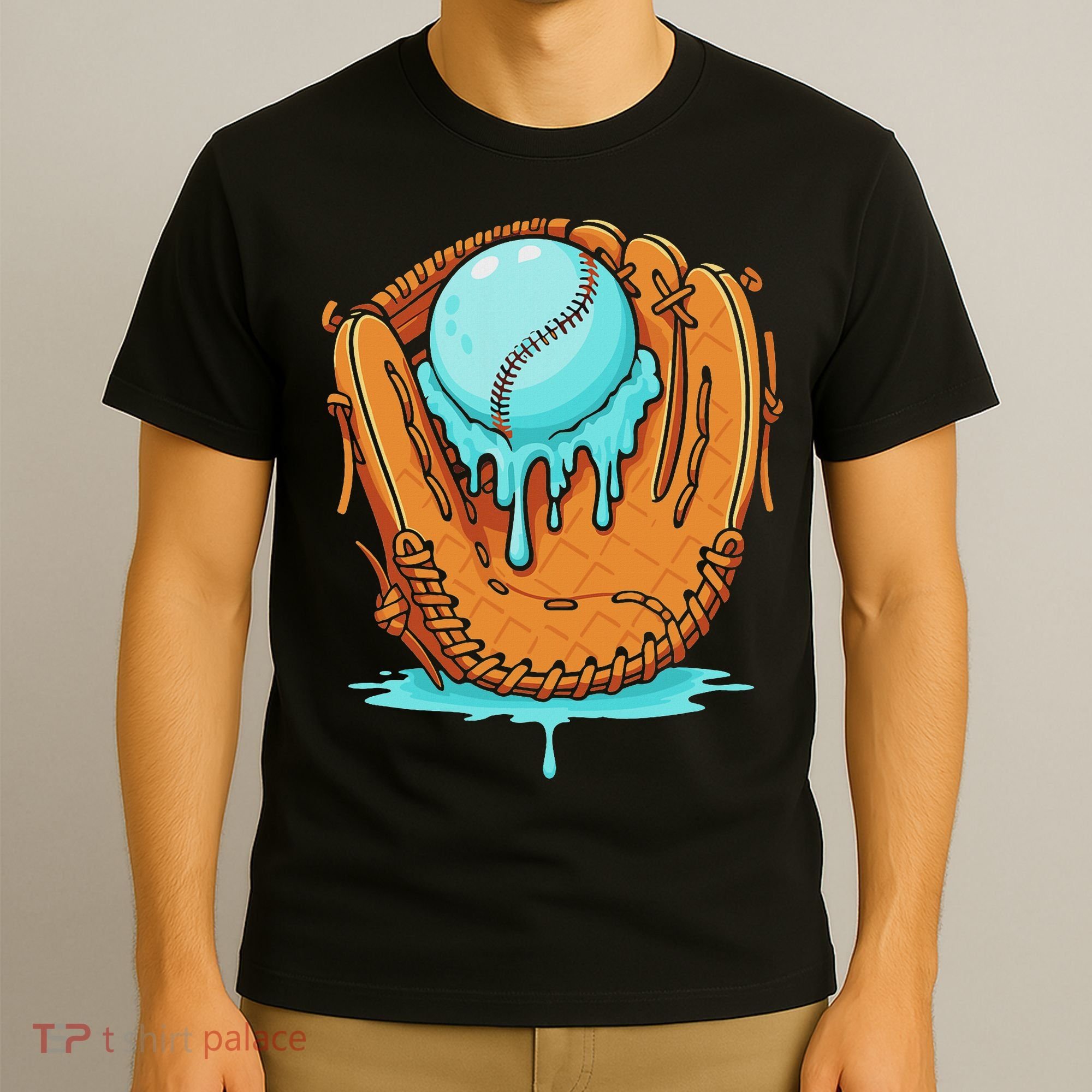 Baseball Drip Ice Cream Baseball Glove Dripping T-Shirt