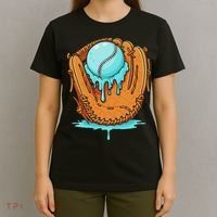Baseball Drip Ice Cream Baseball Glove Dripping T-Shirt thumb 4