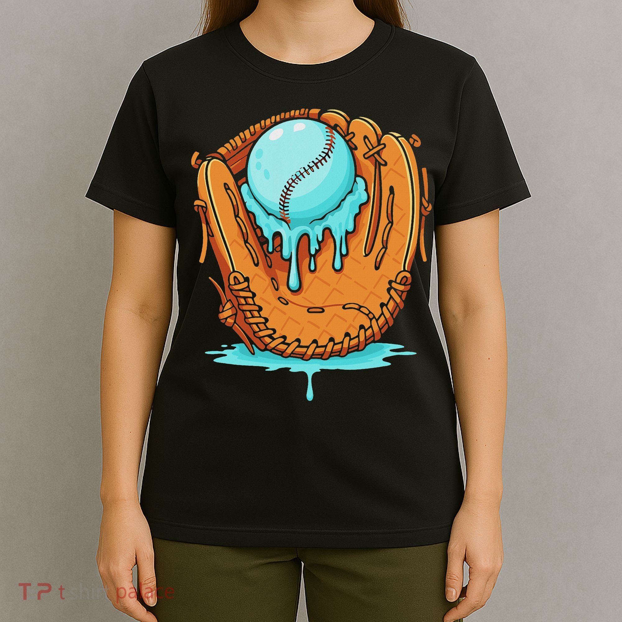 Baseball Drip Ice Cream Baseball Glove Dripping T-Shirt