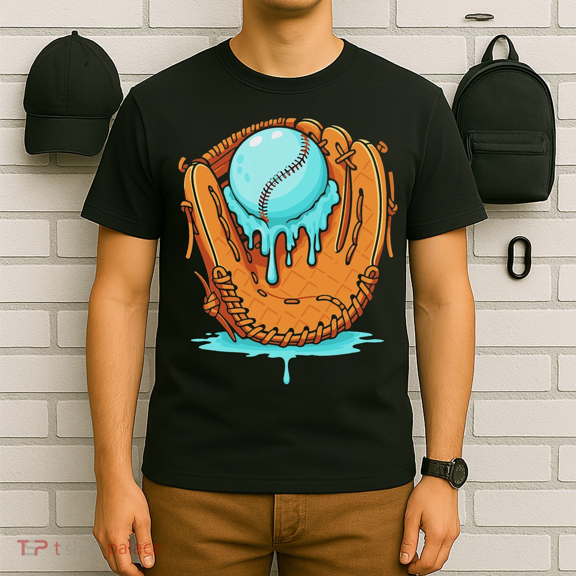 Baseball Drip Ice Cream Baseball Glove Dripping T-Shirt