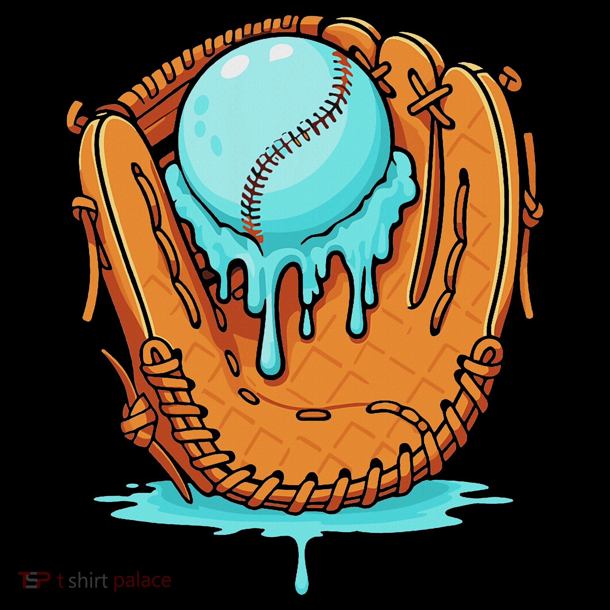 Baseball Drip Ice Cream Baseball Glove Dripping T-Shirt