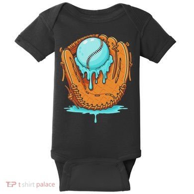 Baseball Drip Ice Cream Baseball Glove Dripping Baby Bodysuit