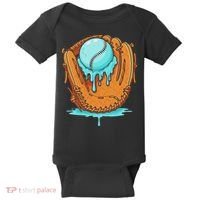 Baseball Drip Ice Cream Baseball Glove Dripping Baby Bodysuit thumb 0