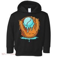 Baseball Drip Ice Cream Baseball Glove Dripping Toddler Hoodie thumb 0