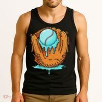 Baseball Drip Ice Cream Baseball Glove Dripping Tank Top thumb 3