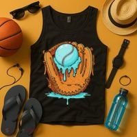 Baseball Drip Ice Cream Baseball Glove Dripping Tank Top thumb 4