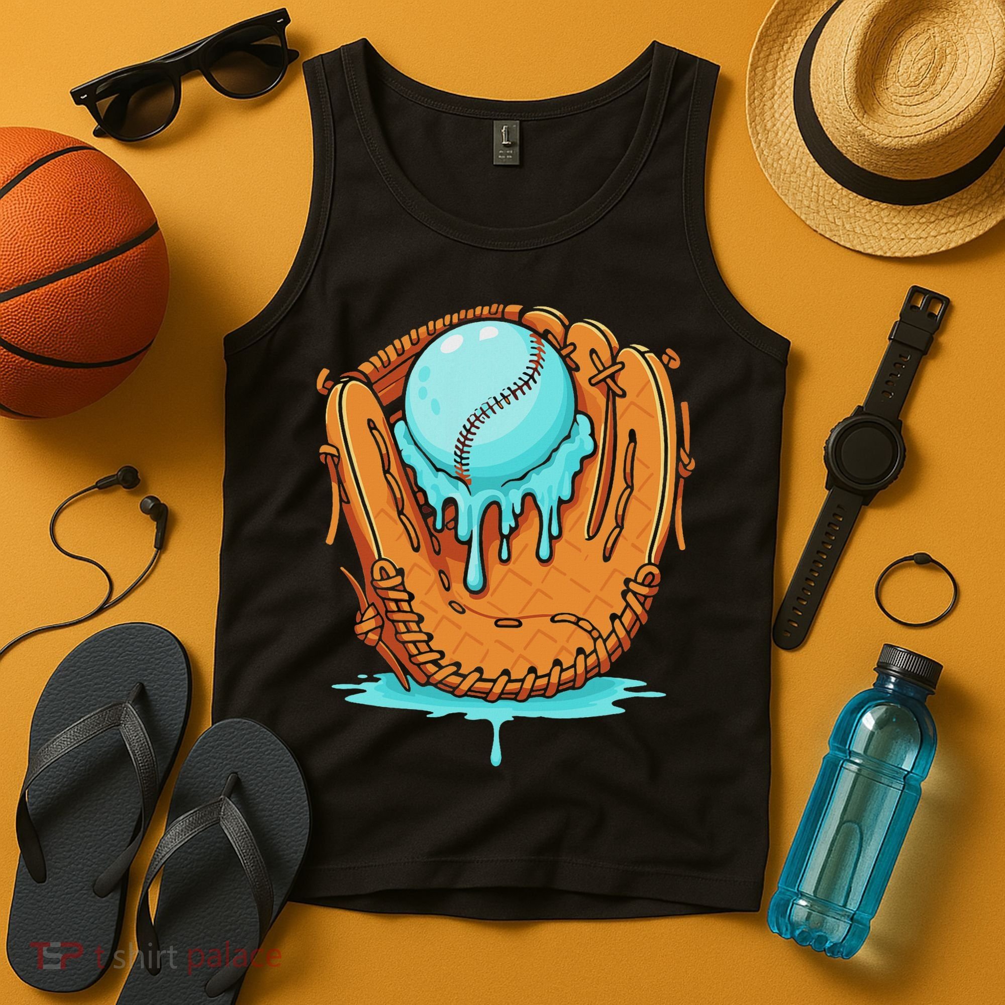 Baseball Drip Ice Cream Baseball Glove Dripping Tank Top