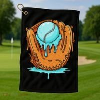 Baseball Drip Ice Cream Baseball Glove Dripping Golf Towel thumb 1