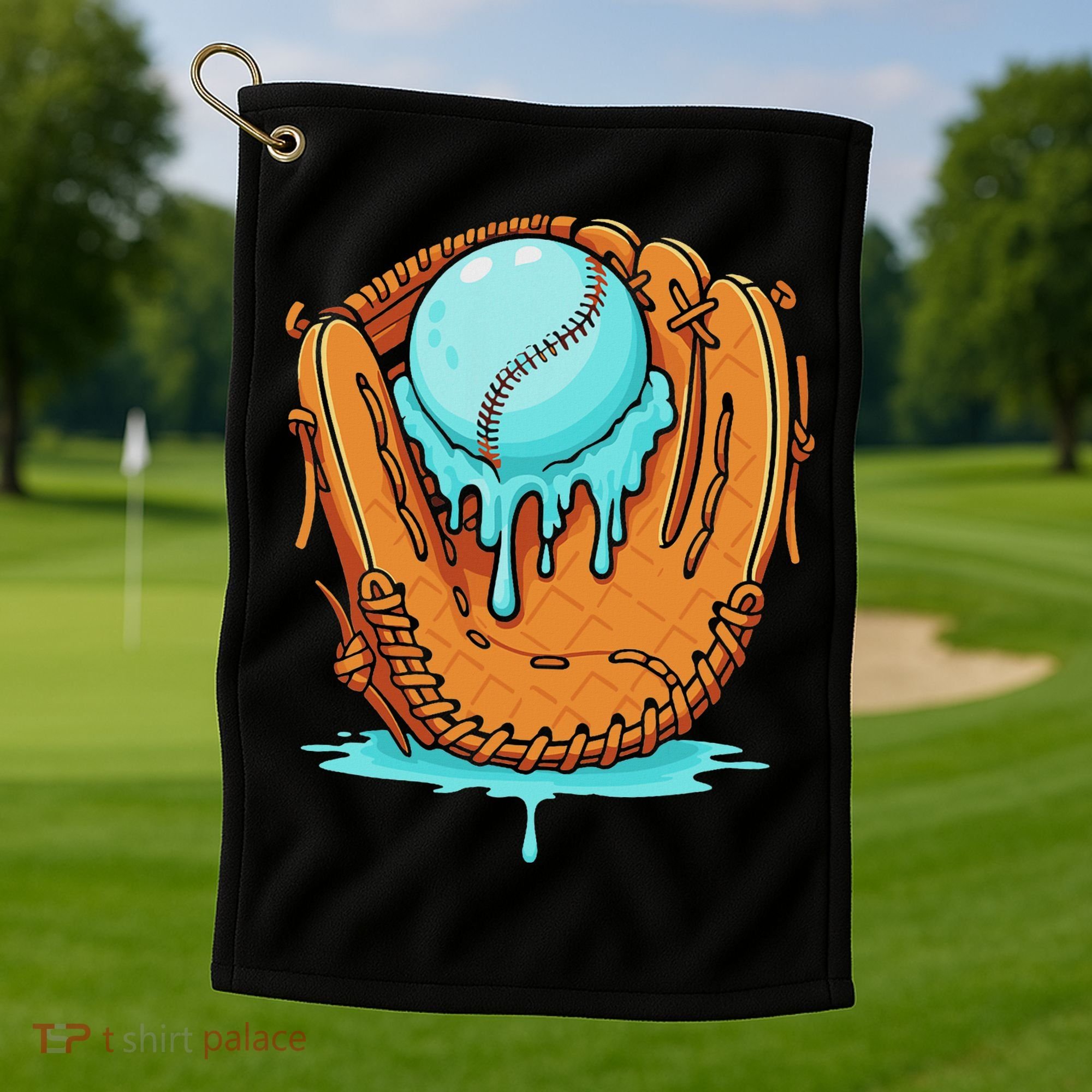 Baseball Drip Ice Cream Baseball Glove Dripping Golf Towel