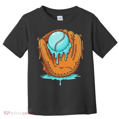 Baseball Drip Ice Cream Baseball Glove Dripping Toddler T-Shirt