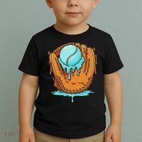 Baseball Drip Ice Cream Baseball Glove Dripping Toddler T-Shirt thumb 2