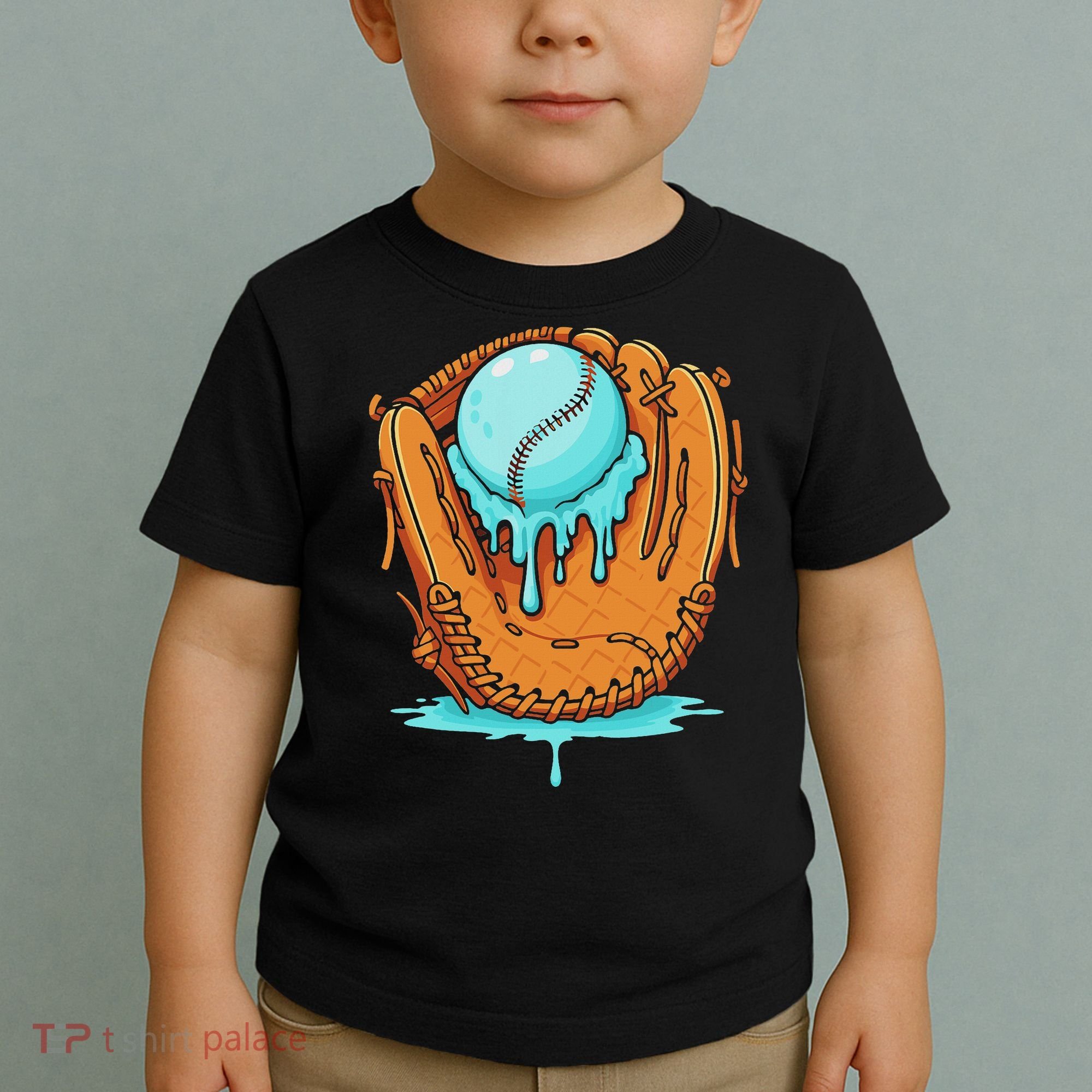 Baseball Drip Ice Cream Baseball Glove Dripping Toddler T-Shirt