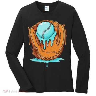 Baseball Drip Ice Cream Baseball Glove Dripping Women's Long Sleeve Shirt