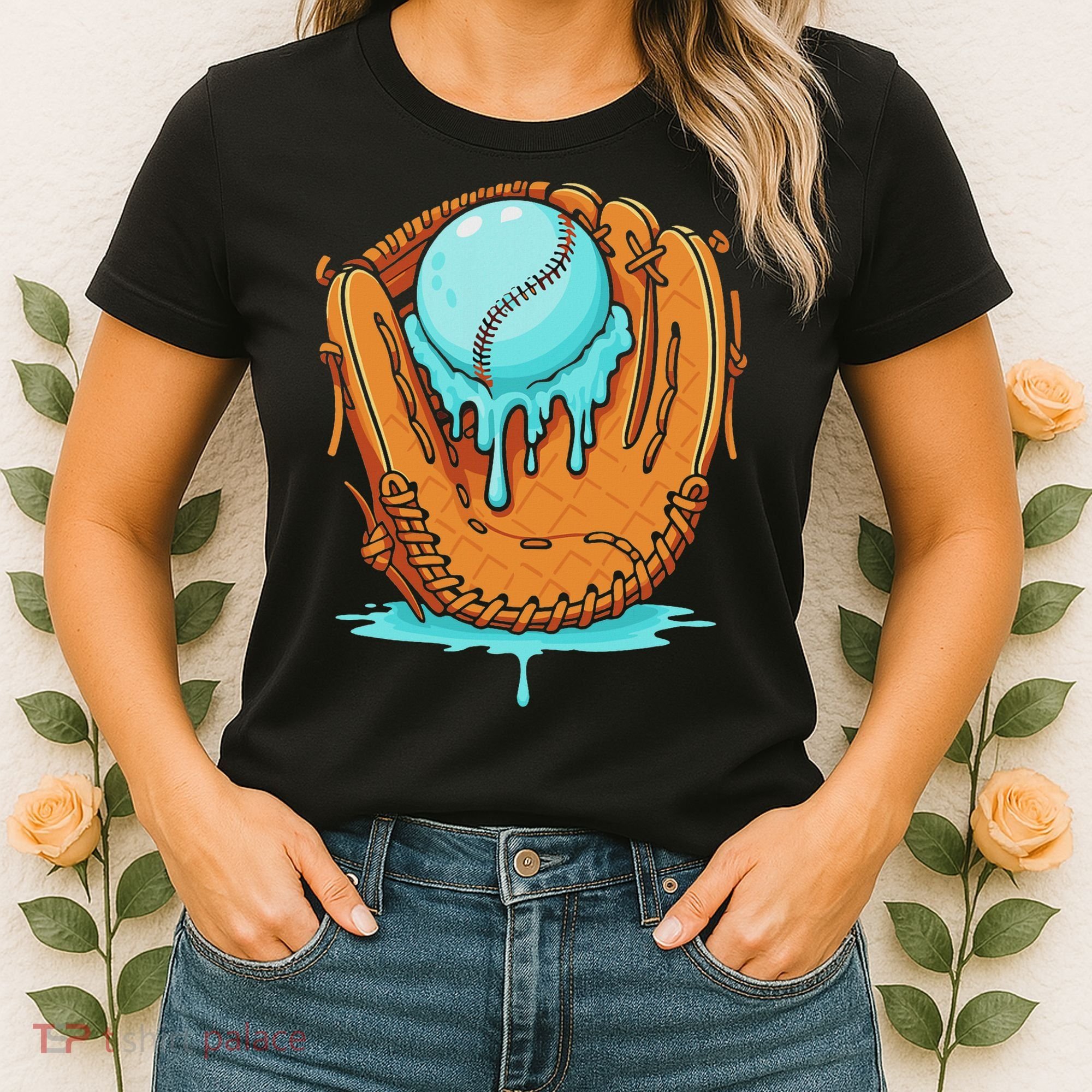 Baseball Drip Ice Cream Baseball Glove Dripping Women's T-Shirt