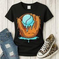 Baseball Drip Ice Cream Baseball Glove Dripping Women's T-Shirt thumb 3