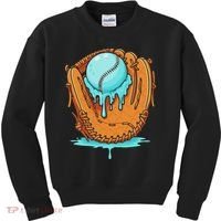 Baseball Drip Ice Cream Baseball Glove Dripping Kids Sweatshirt thumb 0