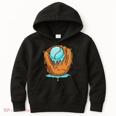 Baseball Drip Ice Cream Baseball Glove Dripping Kids Hoodie