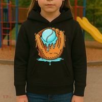 Baseball Drip Ice Cream Baseball Glove Dripping Kids Hoodie thumb 3