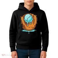Baseball Drip Ice Cream Baseball Glove Dripping Kids Hoodie thumb 4