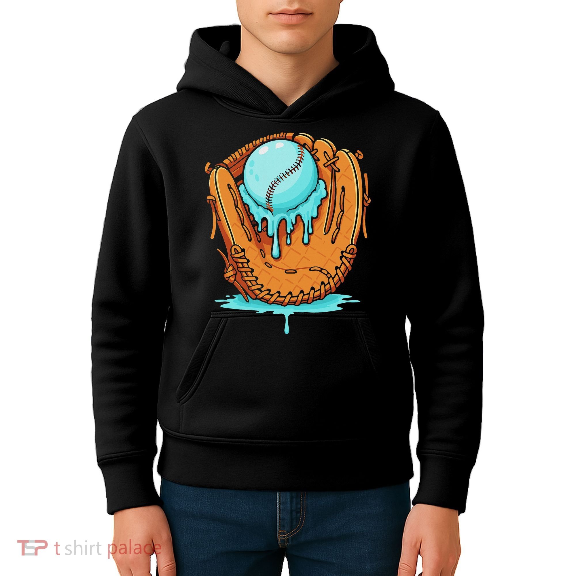 Baseball Drip Ice Cream Baseball Glove Dripping Kids Hoodie