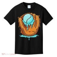 Baseball Drip Ice Cream Baseball Glove Dripping Kids T-Shirt thumb 0