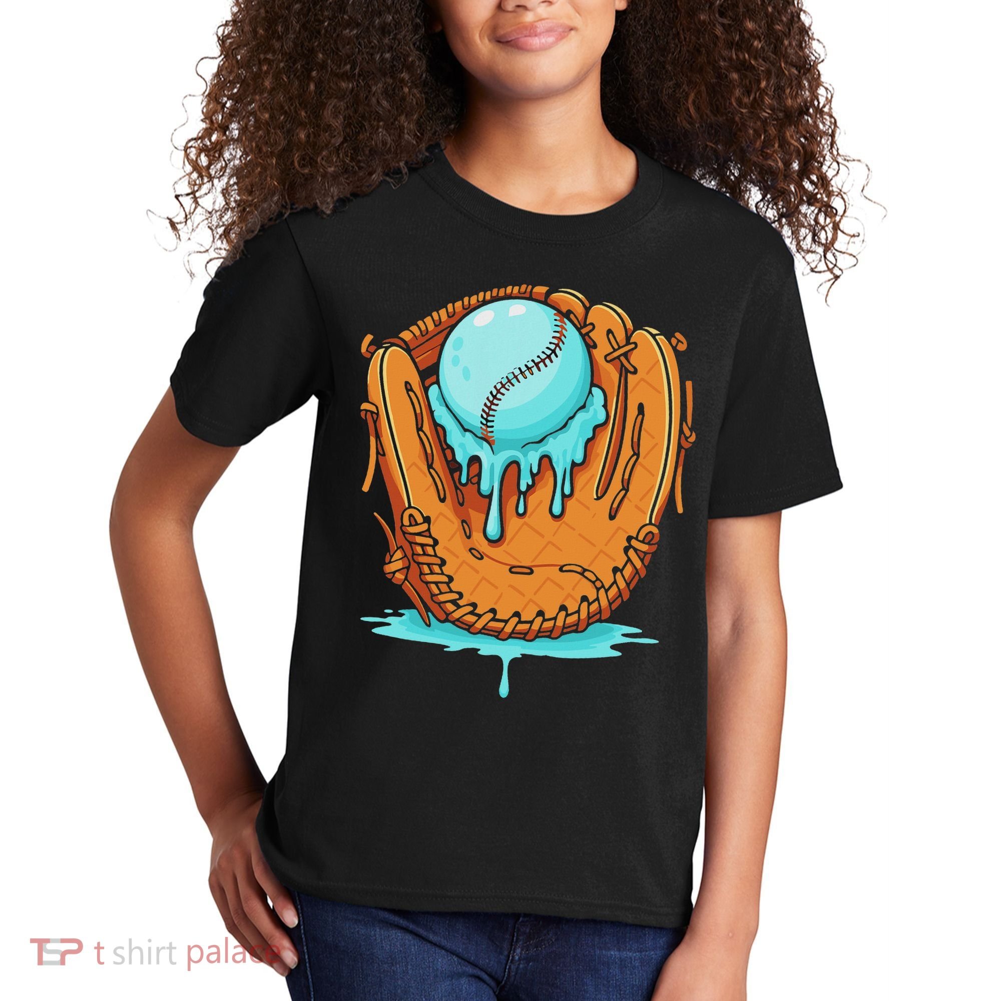 Baseball Drip Ice Cream Baseball Glove Dripping Kids T-Shirt